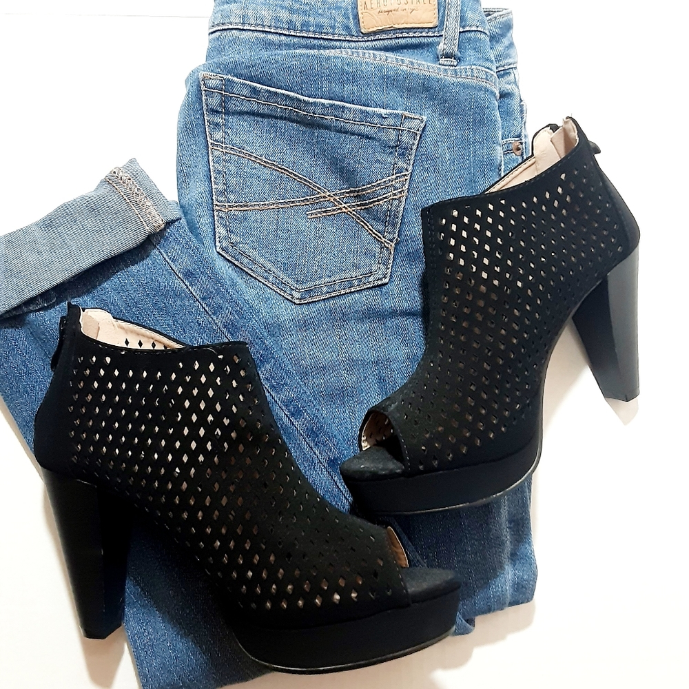 Black open toe heels